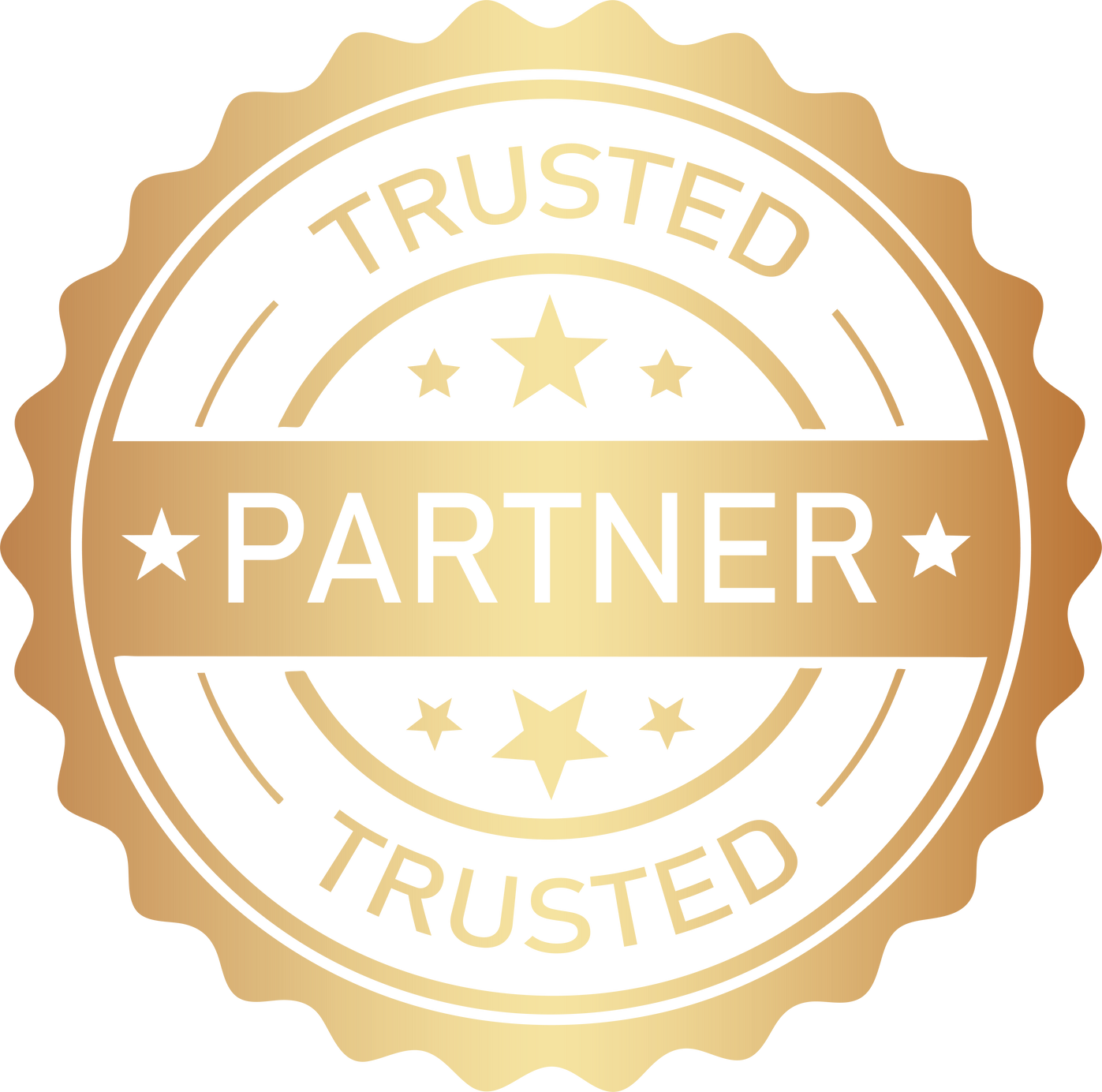 Golden trusted partner stamp badge